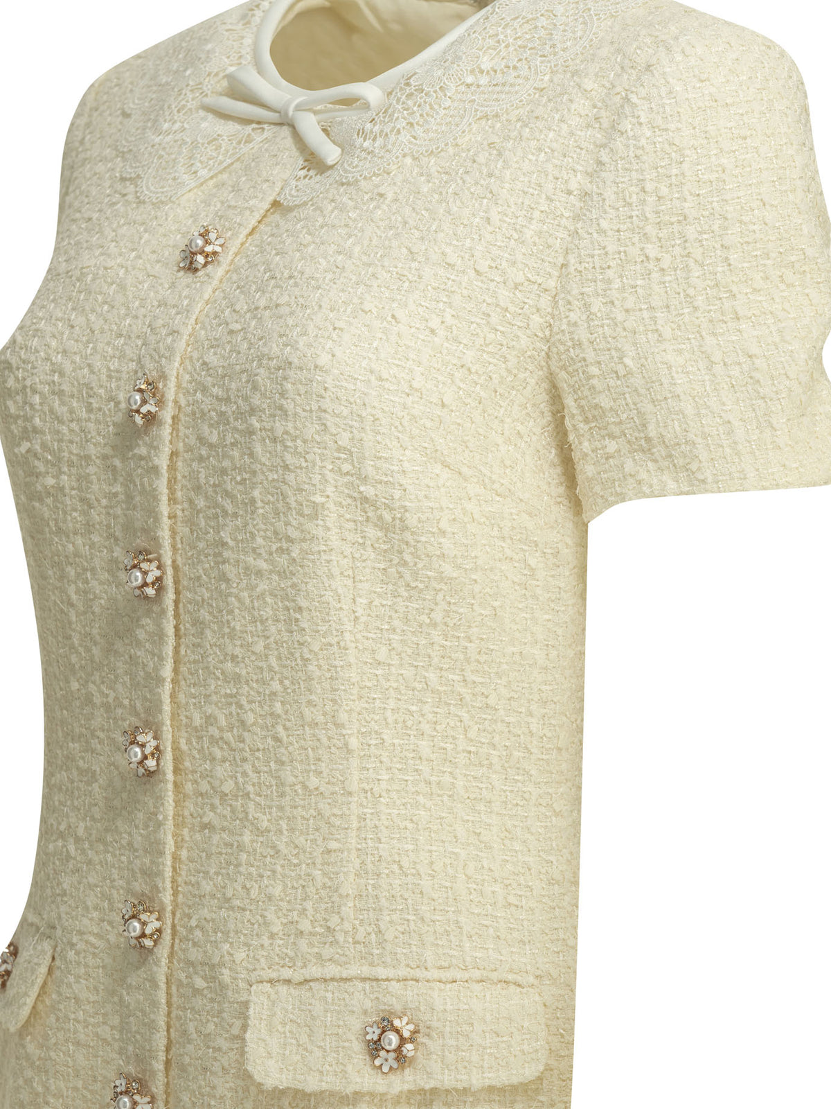Self-Portrait Short dress with lace details - White