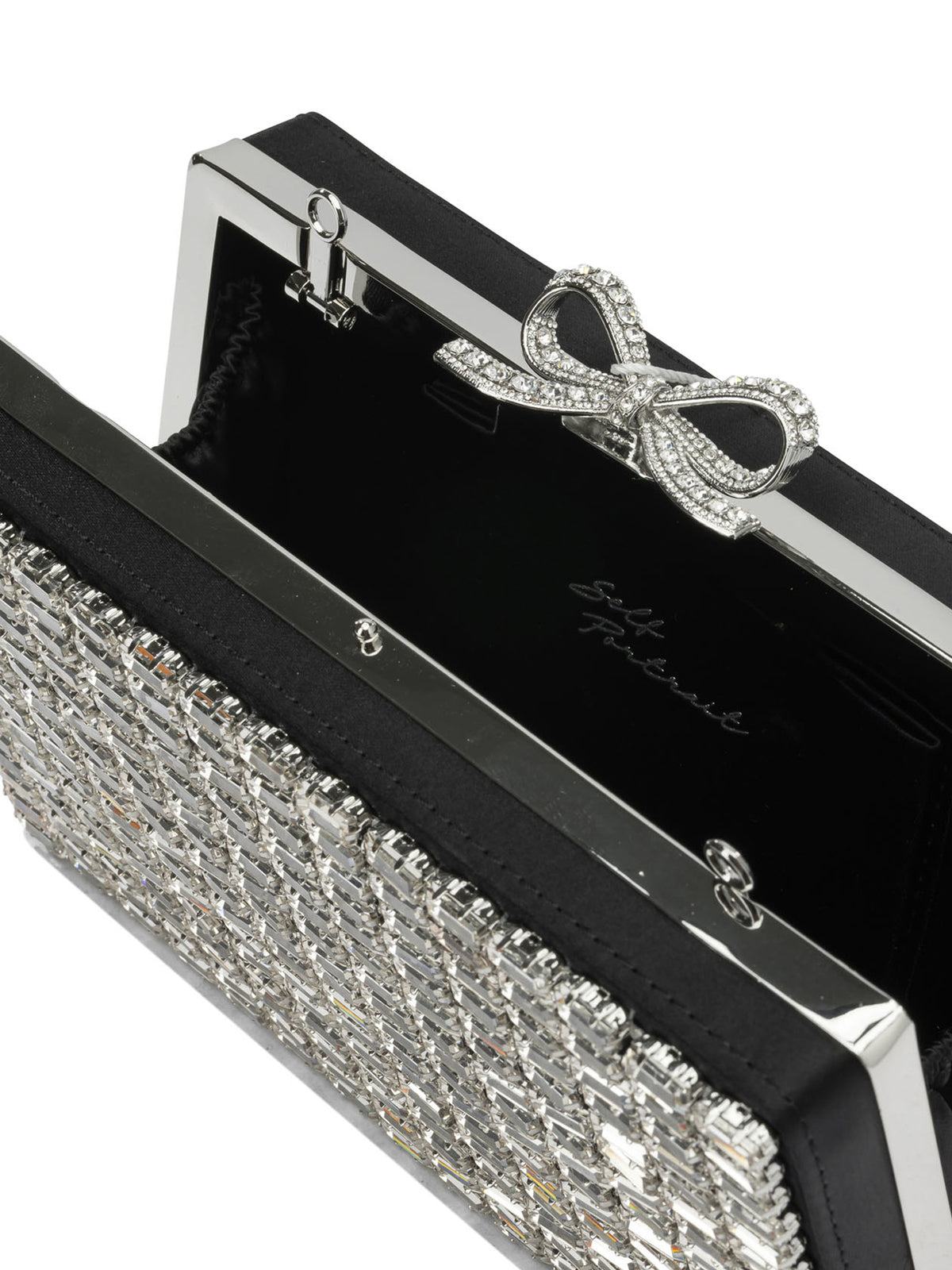 Self-Portrait Crystal Clutch Bag - Silver