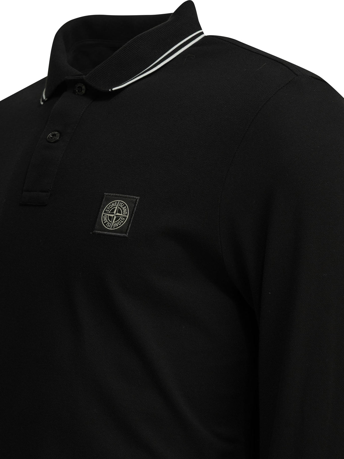 Stone Island Button-down polo shirt with logo - Black