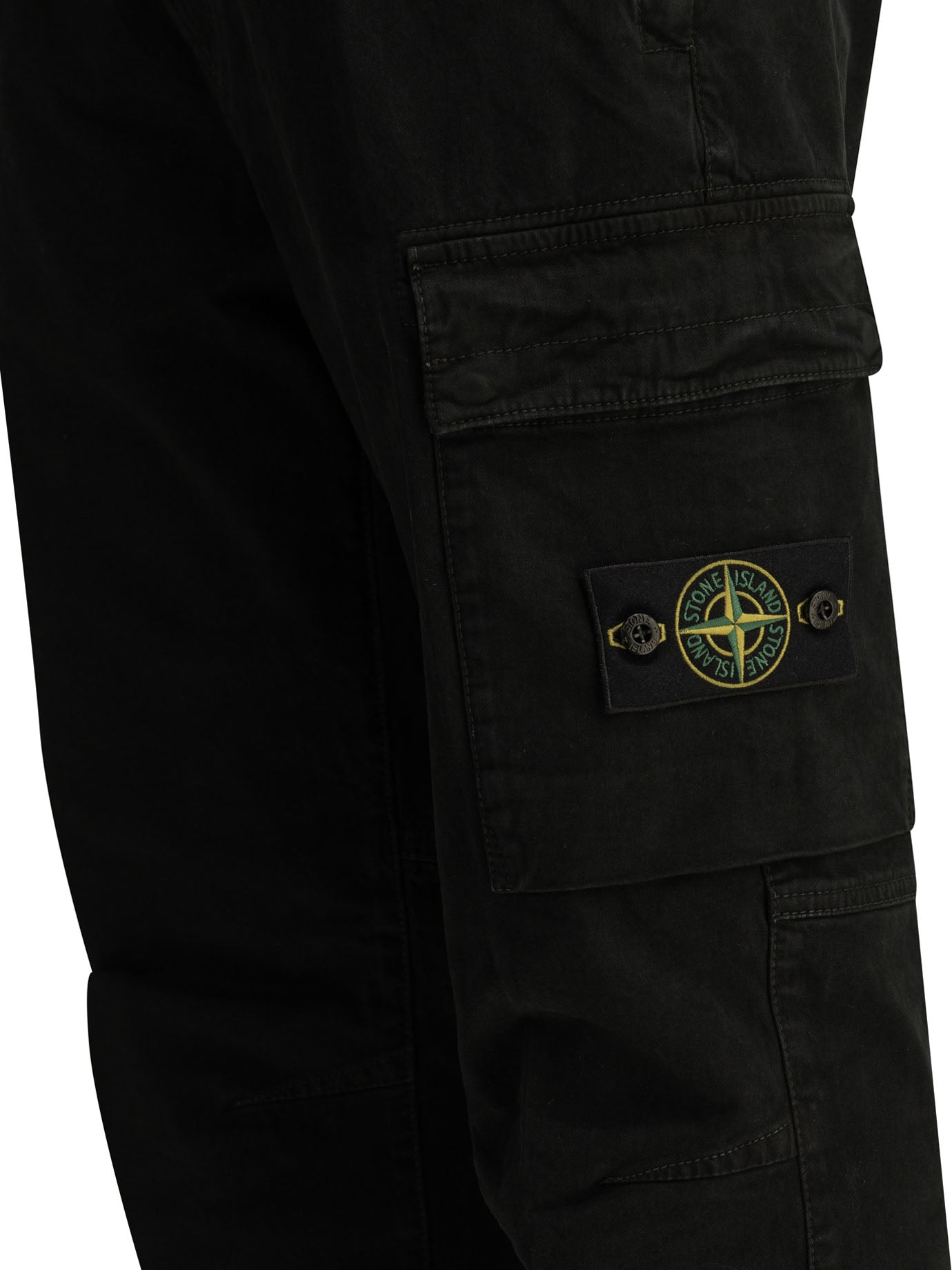 Stone Island "Stretch Organic Broken Twill" Cargo Pants - Black