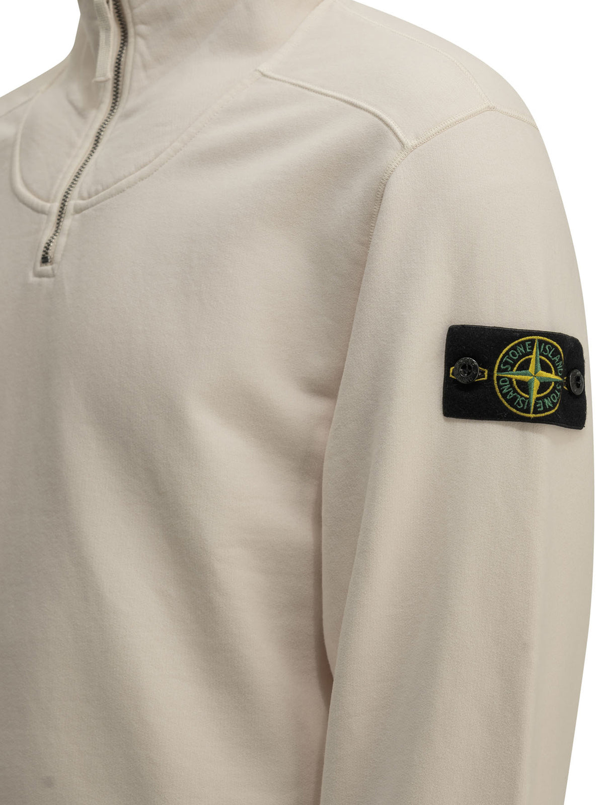 Stone Island Half-Zip Sweatshirt with Logo - Beige