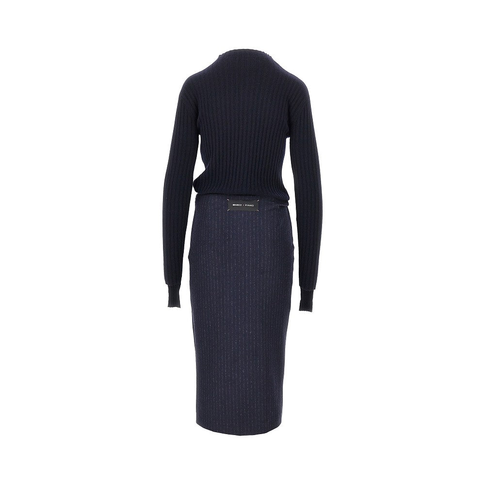 PINKO Knitted midi skirt with pinstriped skirt