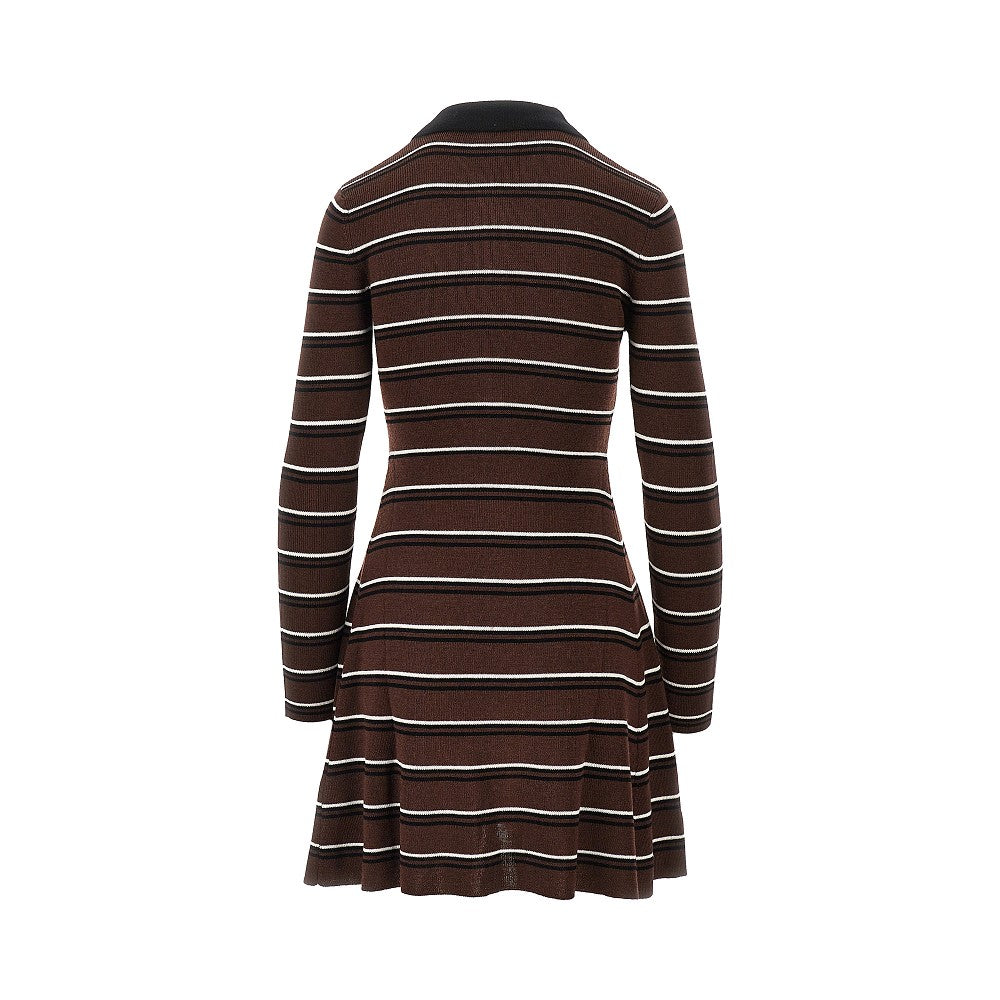 Ganni Knitted short dress with striped motif