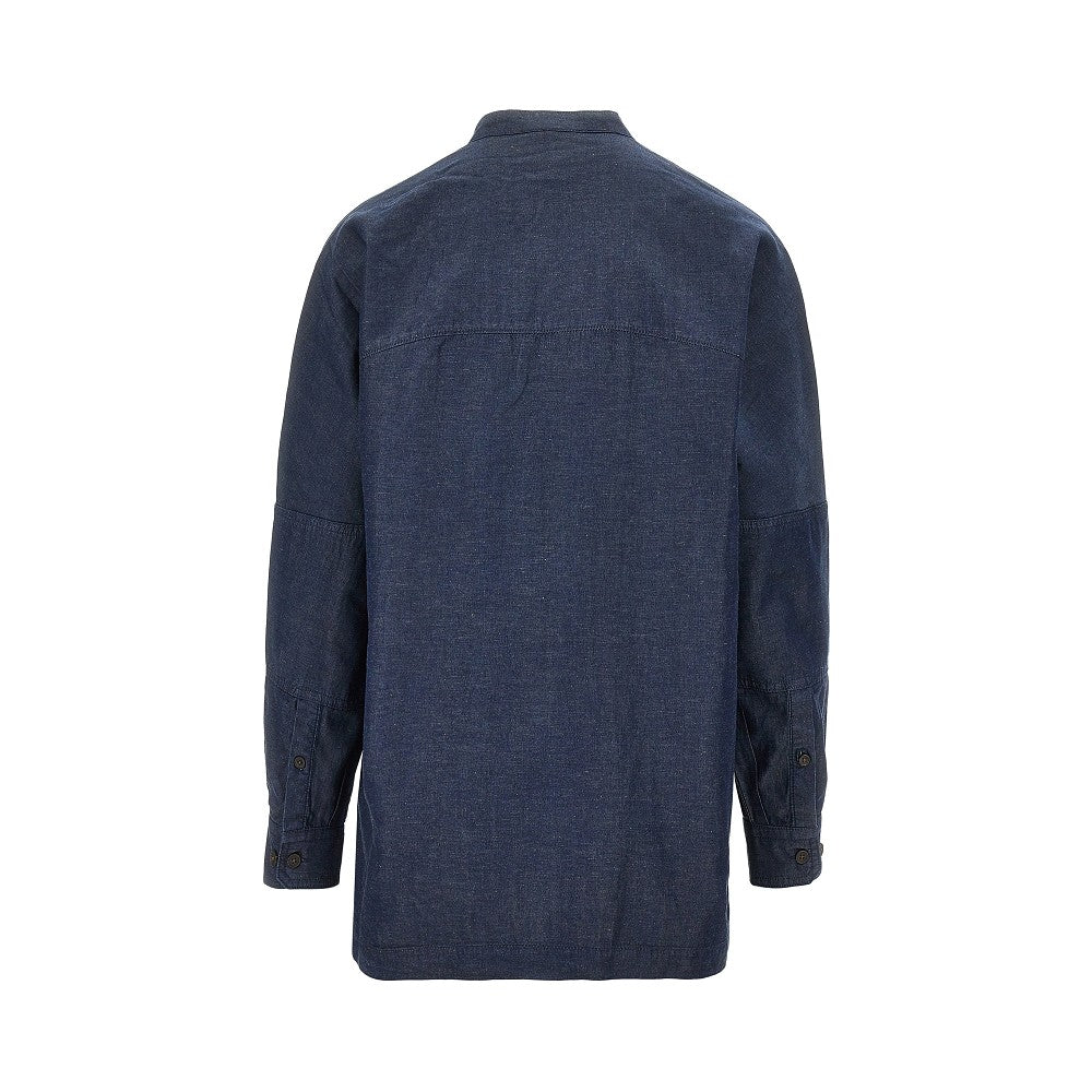 EMPORIO ARMANI Chambray shirt with leather logo label