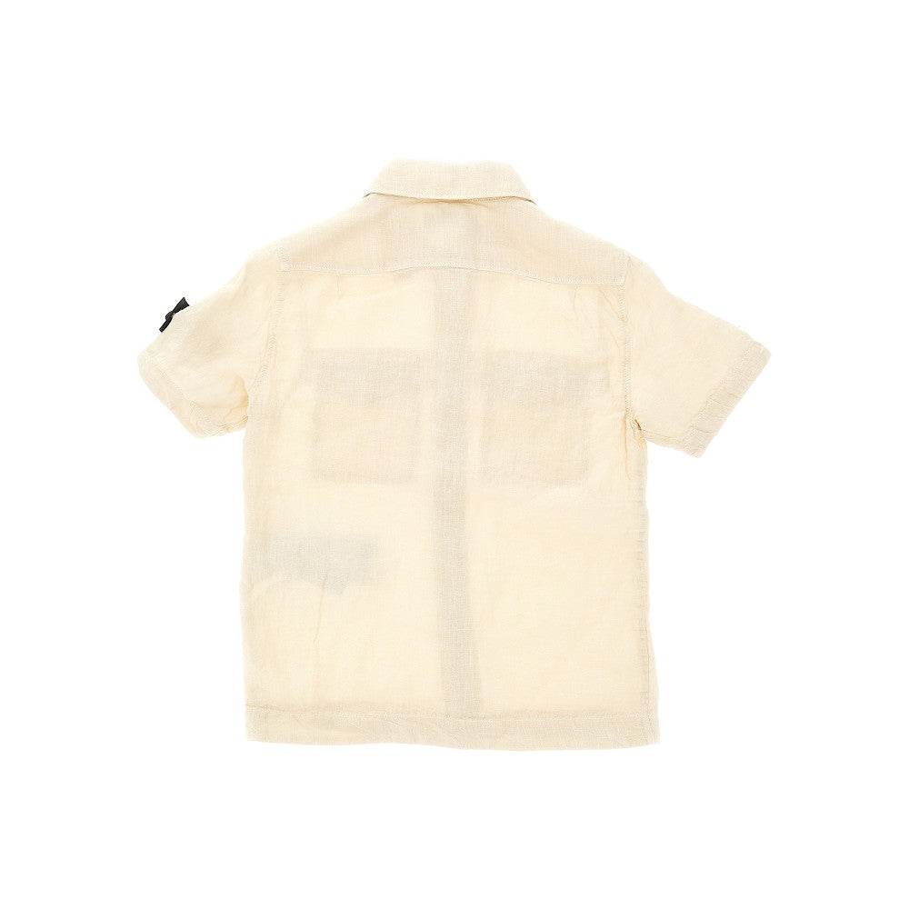 STONE ISLAND Linen shirt with logo badge