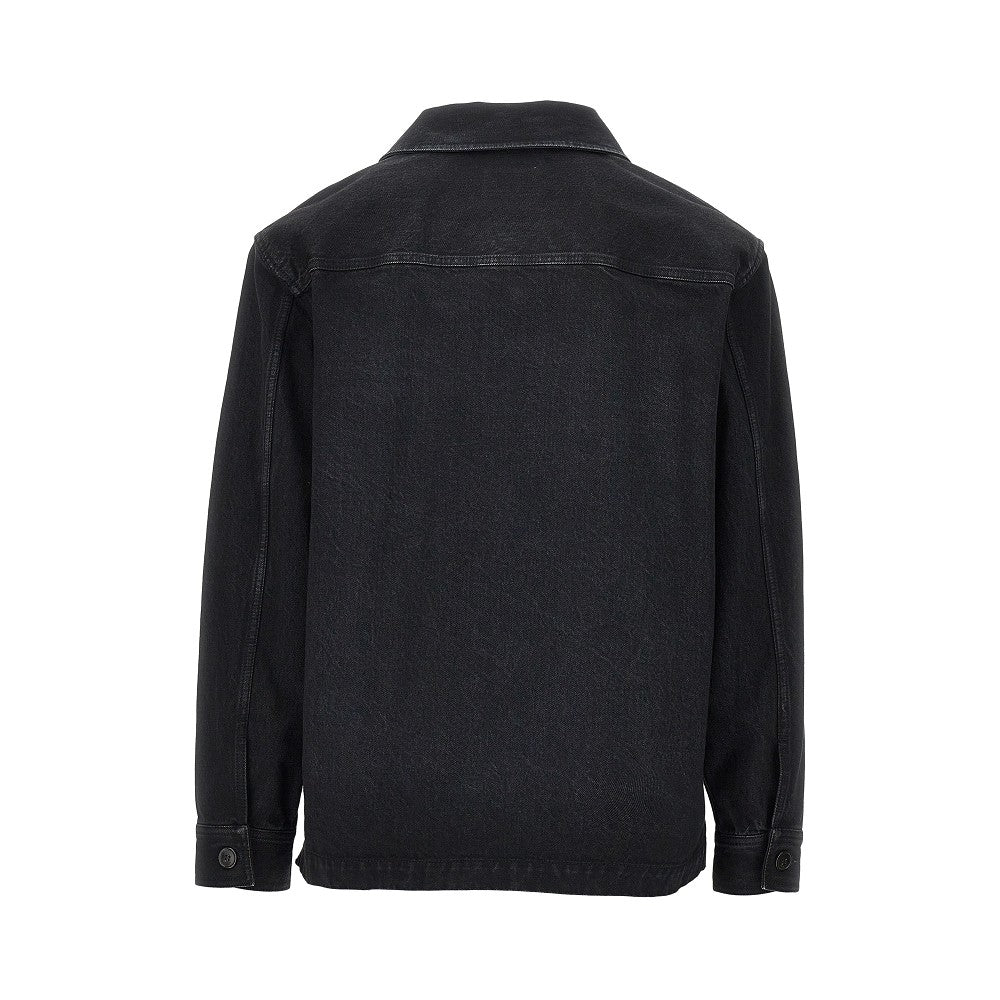 SAINT LAURENT Denim overshirt with Cassandre embroidery