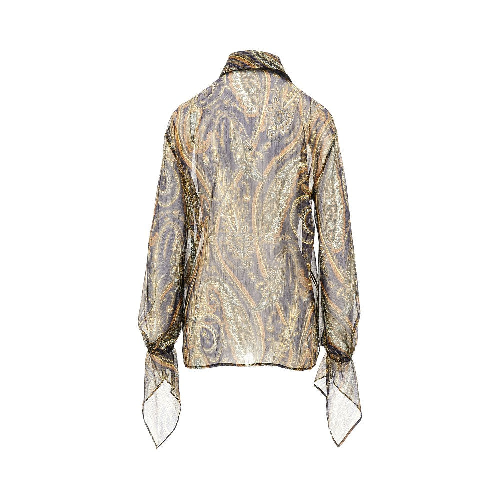 Etro Lurex pinstriped Paisley silk shirt