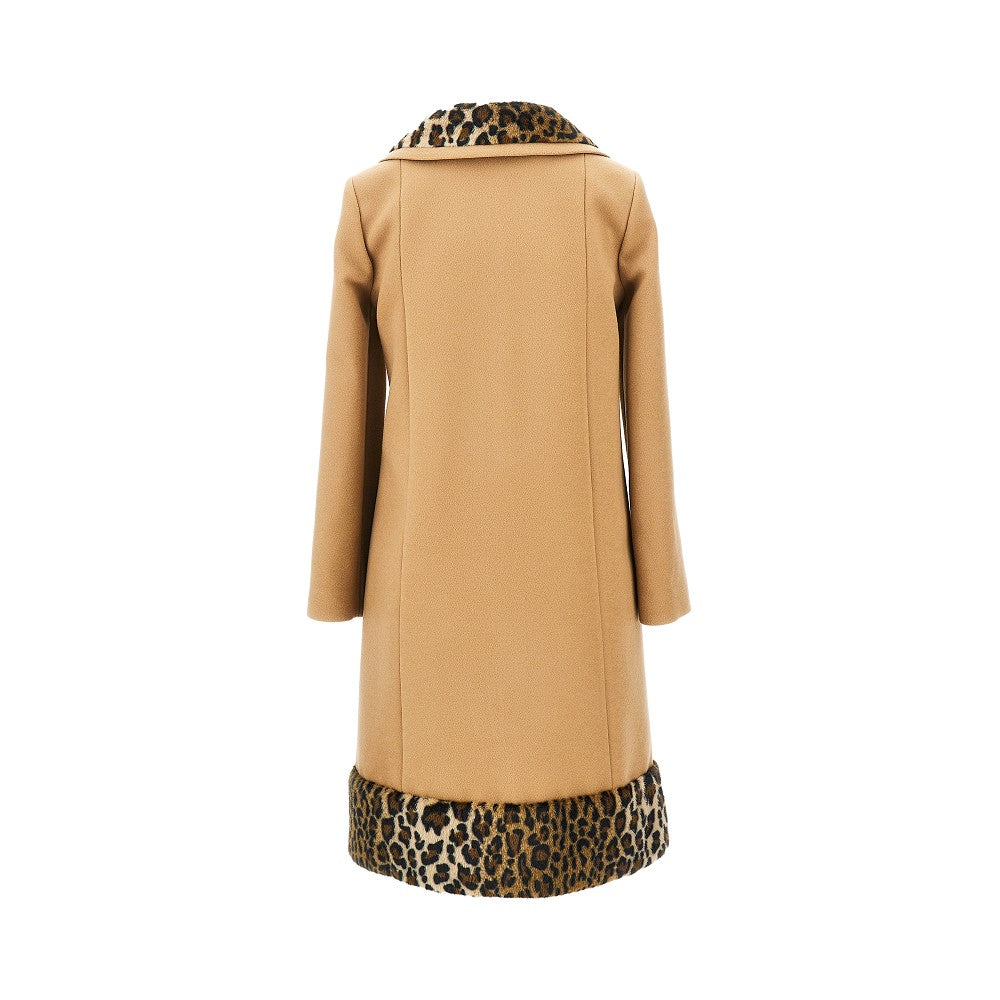 Gucci Wool coat with leopard-print details