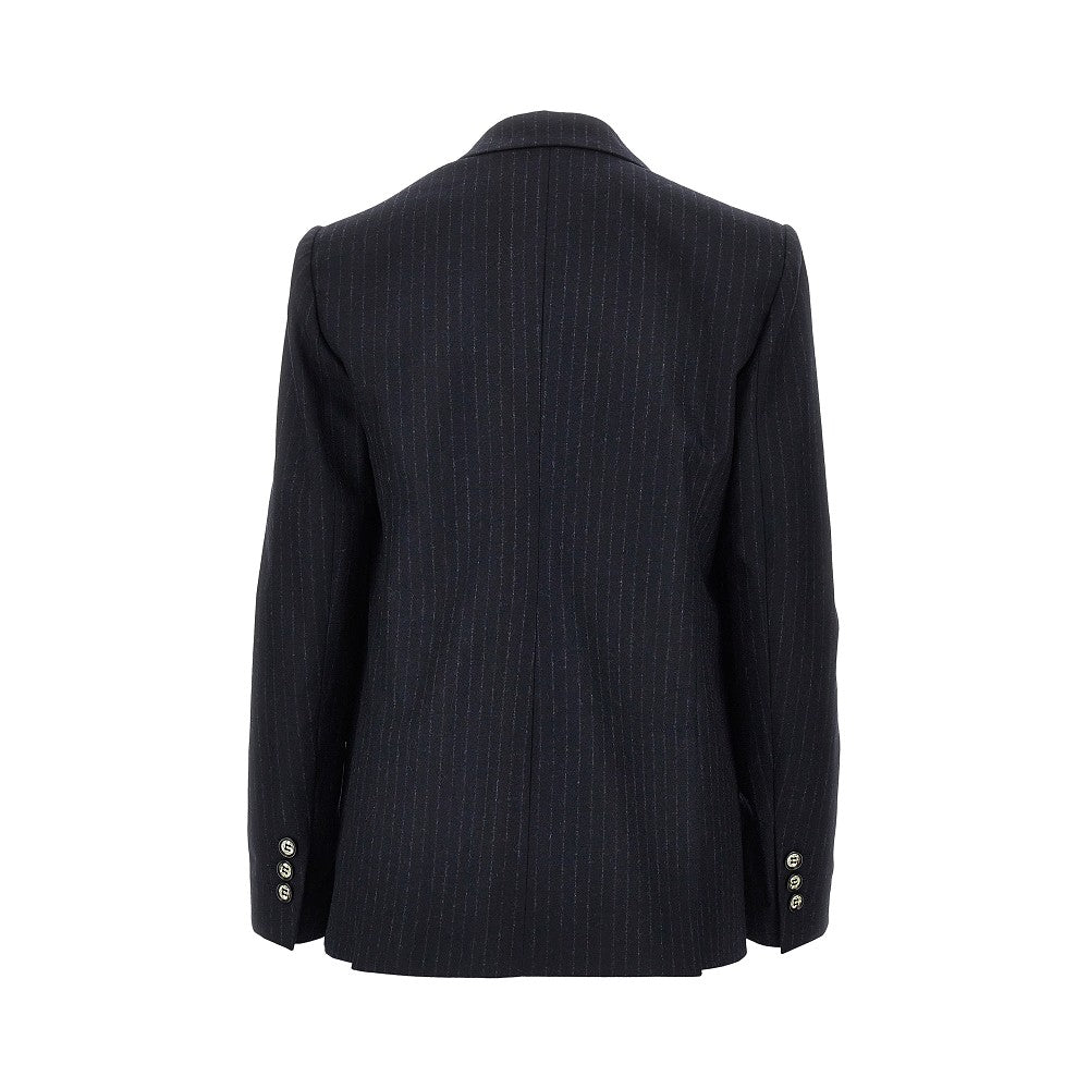 EMPORIO ARMANI Pinstriped wool-blend double-breasted jacket