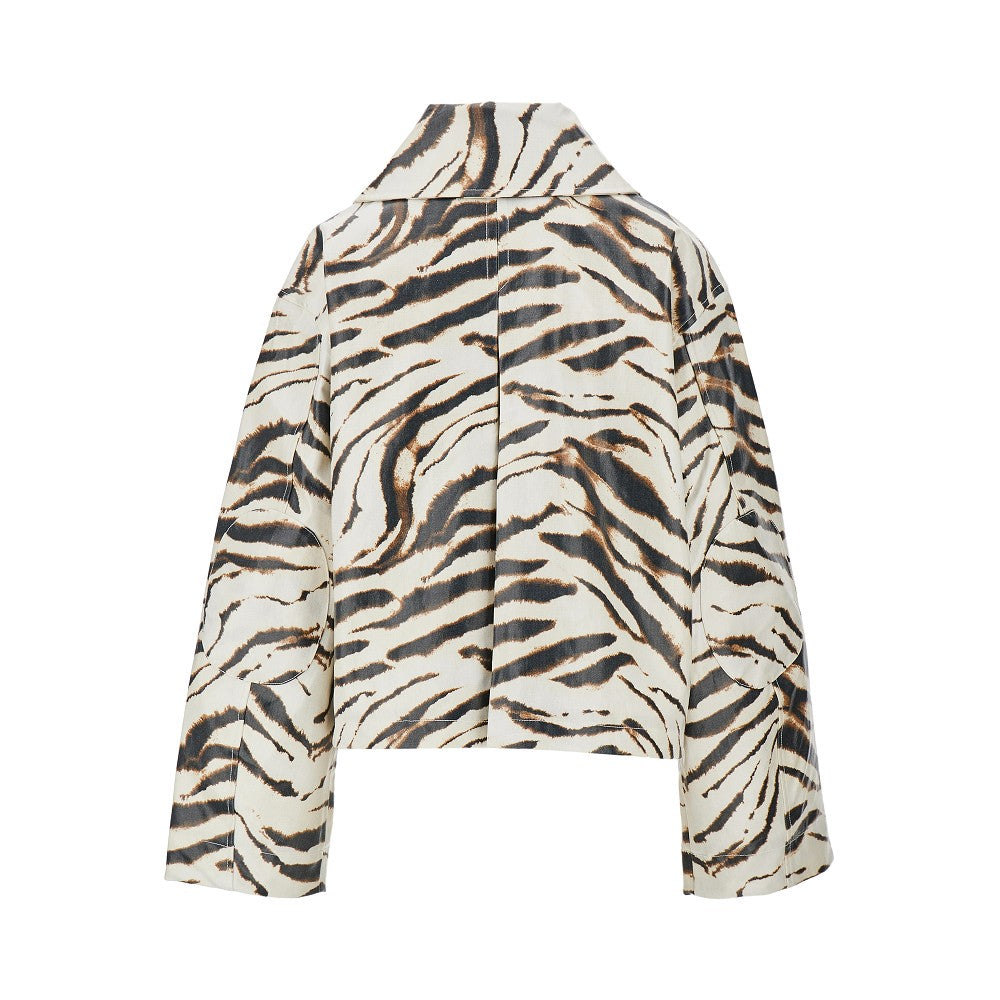Ganni Coated fabric jacket with zebra-striped print