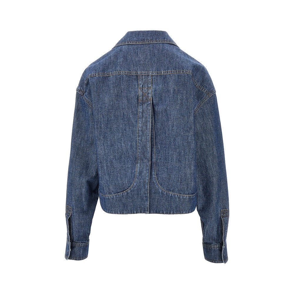 FENDI Chambray short jacket with leather pocket