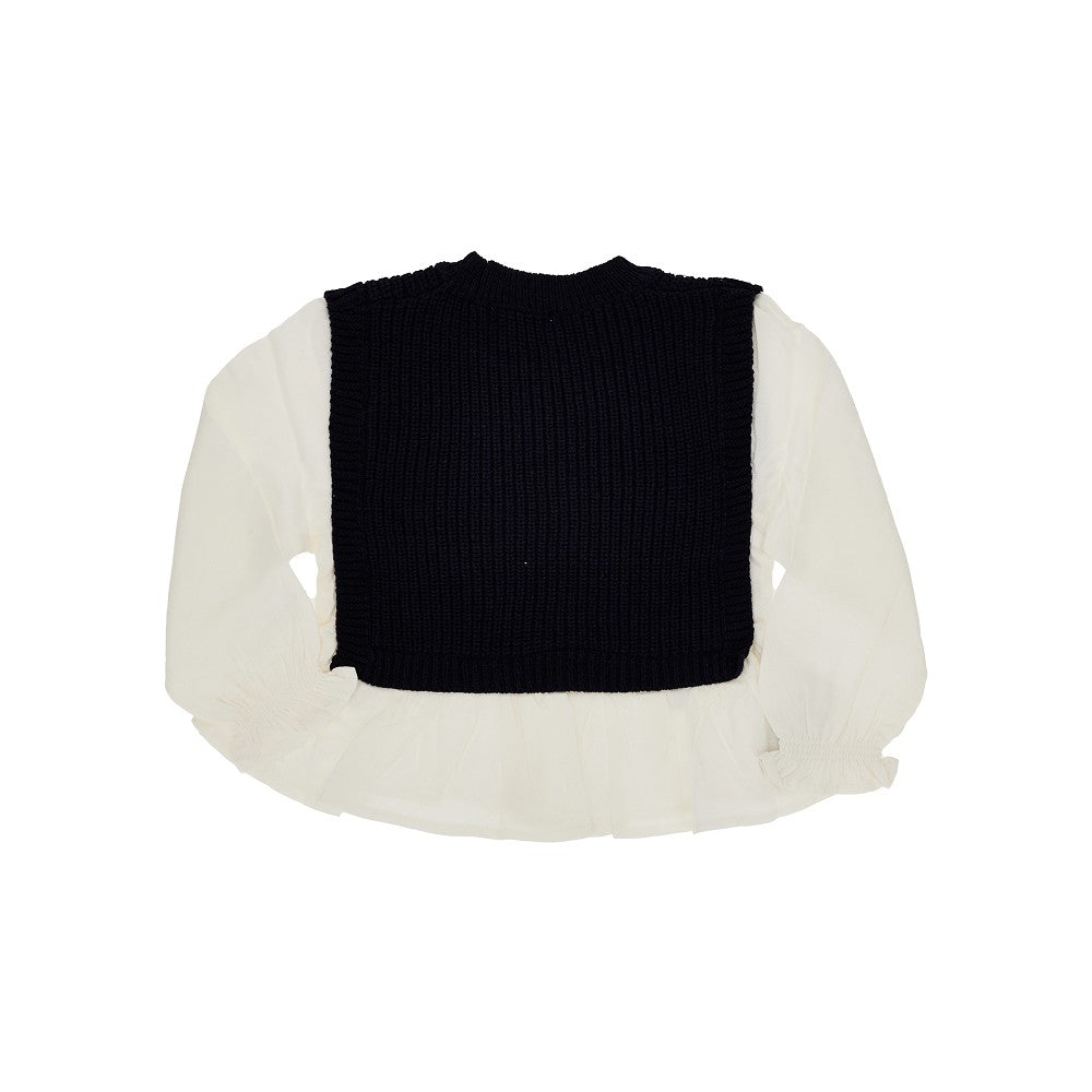 Mayoral Knit and twill hybrid top