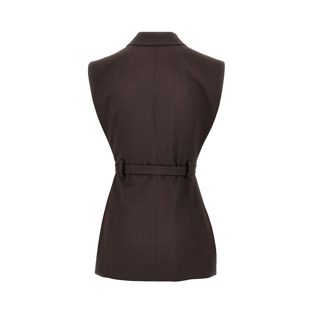 PINKO Gabardine vest with belt