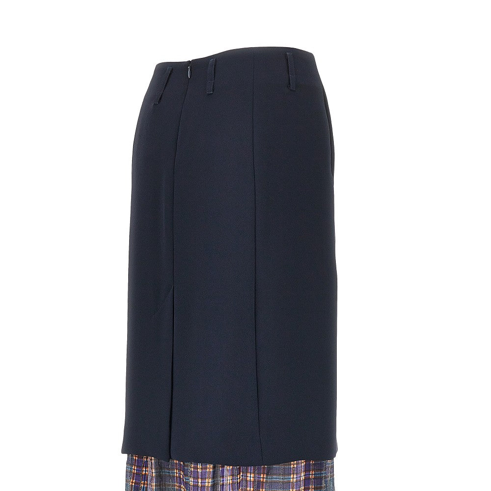 Dries Van Noten Cady midi skirt with check insert