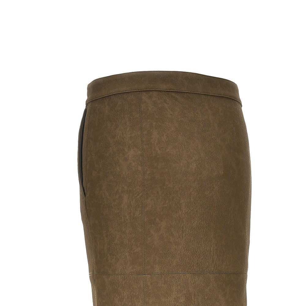 PINKO Faux nubuck leather pencil skirt