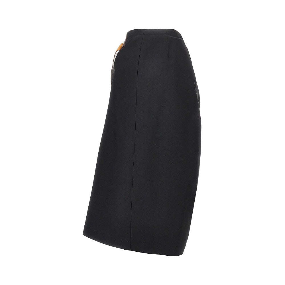 BOTTEGA VENETA Wool midi skirt with leather belt