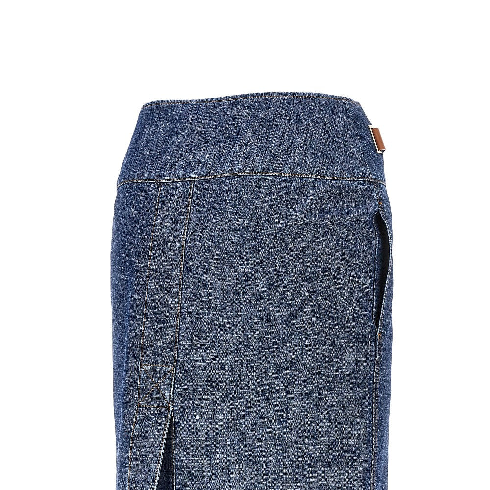 FENDI Chabray skirt with leather tabs