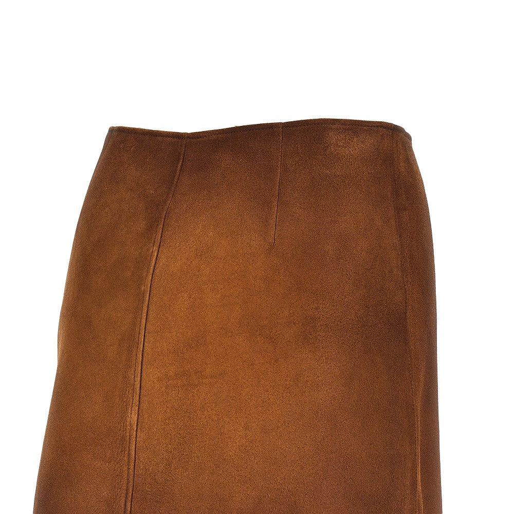MIU MIU Waxed suede leather mini skirt