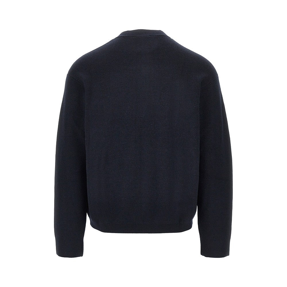 EMPORIO ARMANI Wool and cotton crewneck cardigan