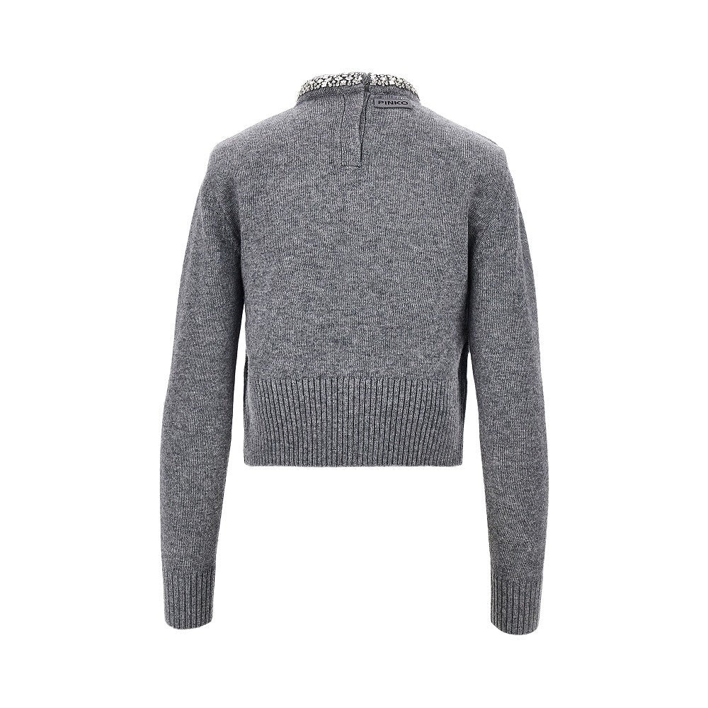PINKO Knitted crewneck sweater with crystals