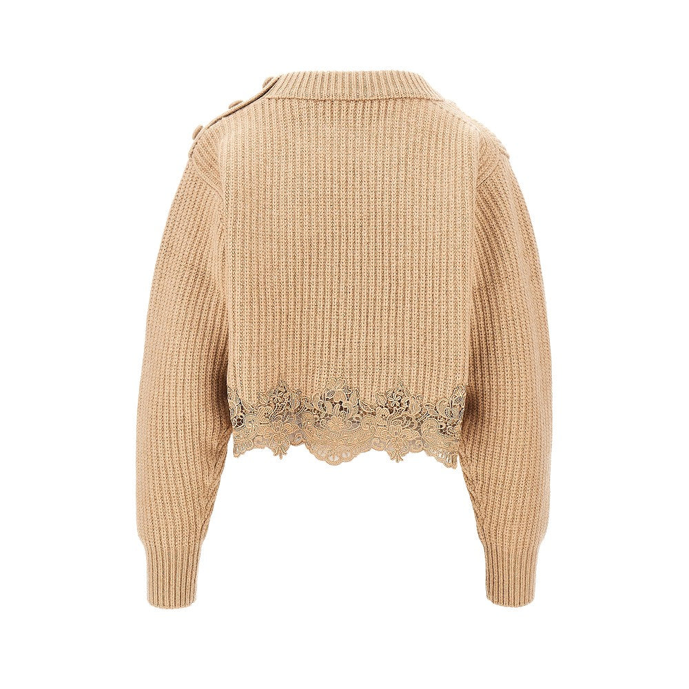 Chloé Wool and cashmere cropped sweater with lace