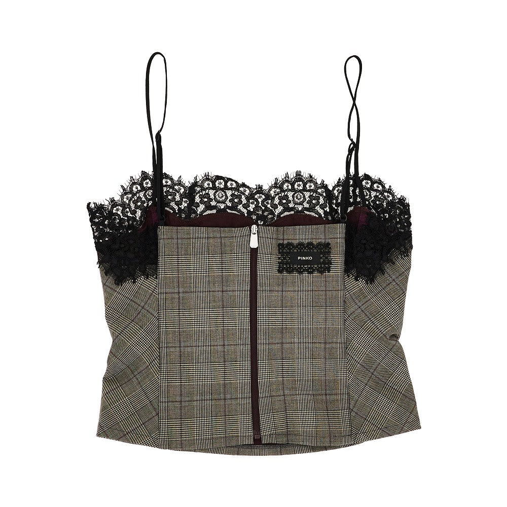 PINKO Prince of Wales top with lace trim