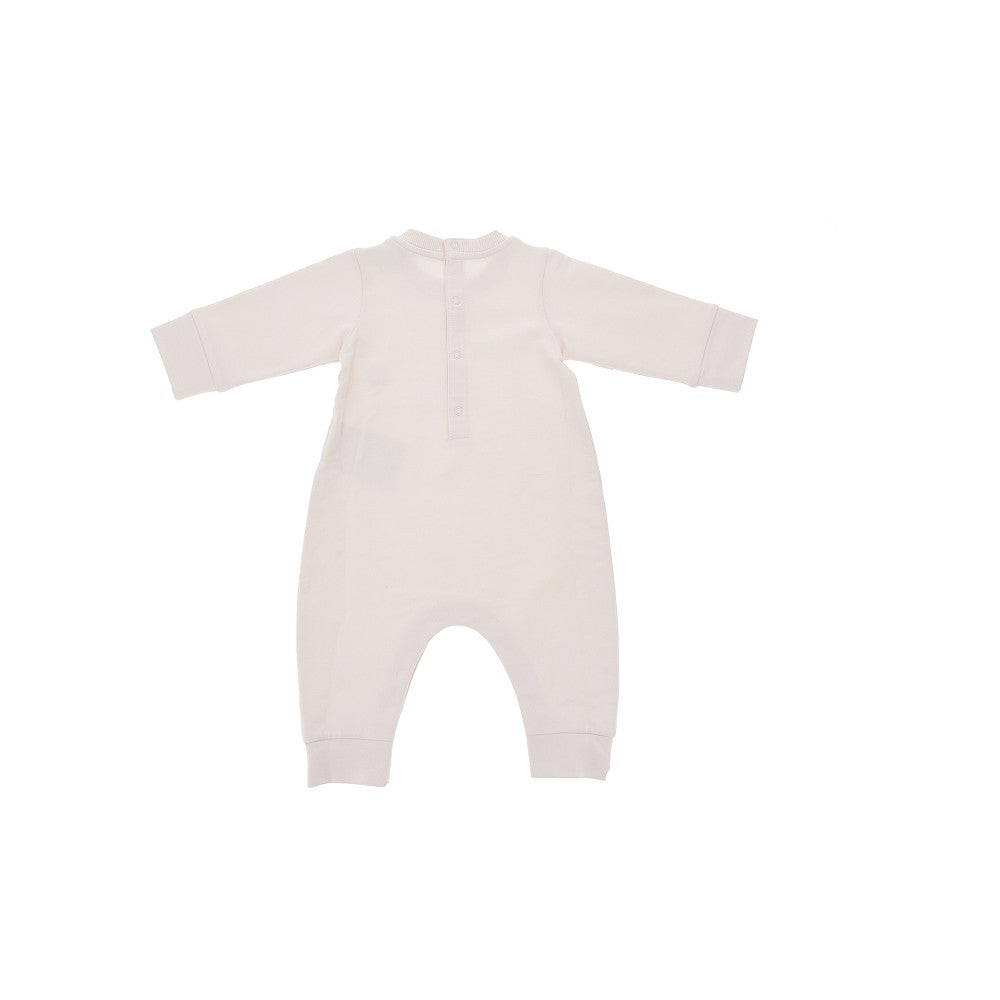 MONCLER Stretch cotton long romper suit with logo