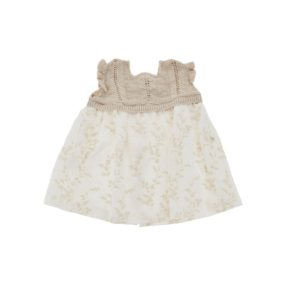 1 + in the Family Embroidered cotton and knit baby dress
