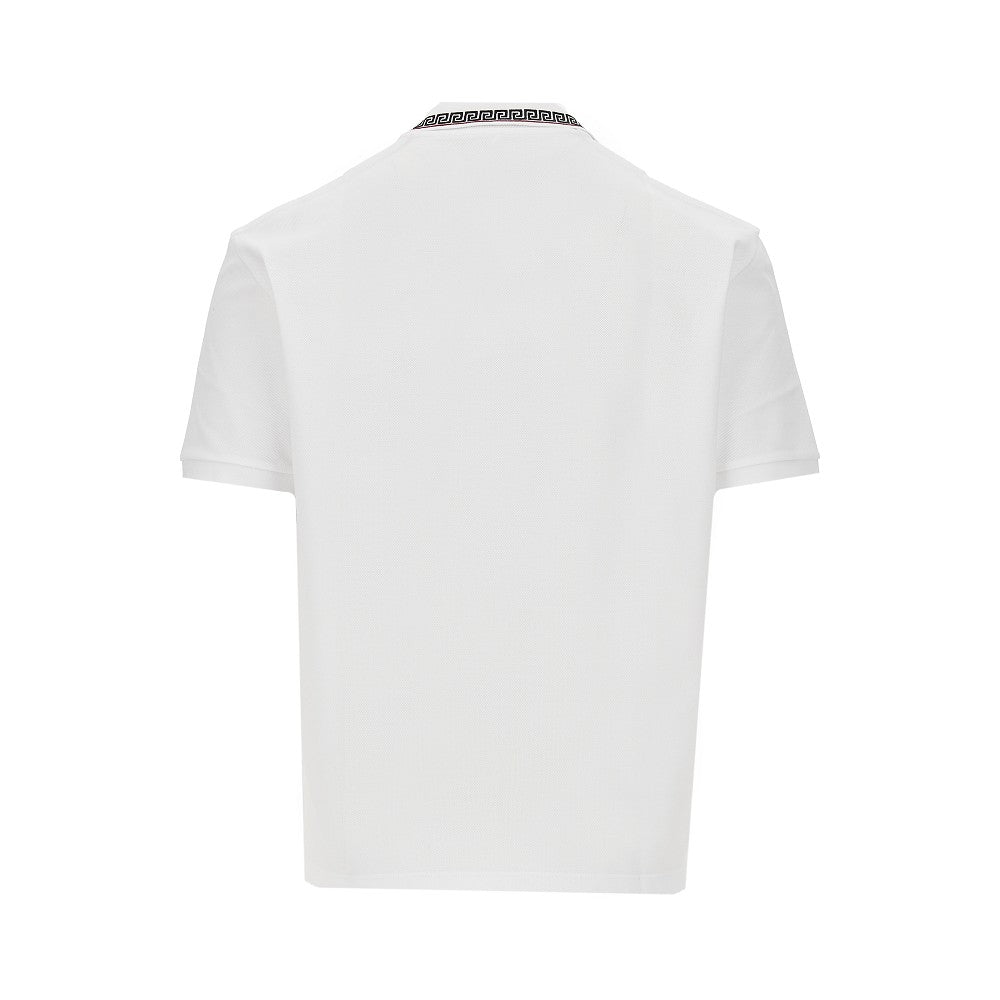 VERSACE Cotton polo shirt with Greca motif