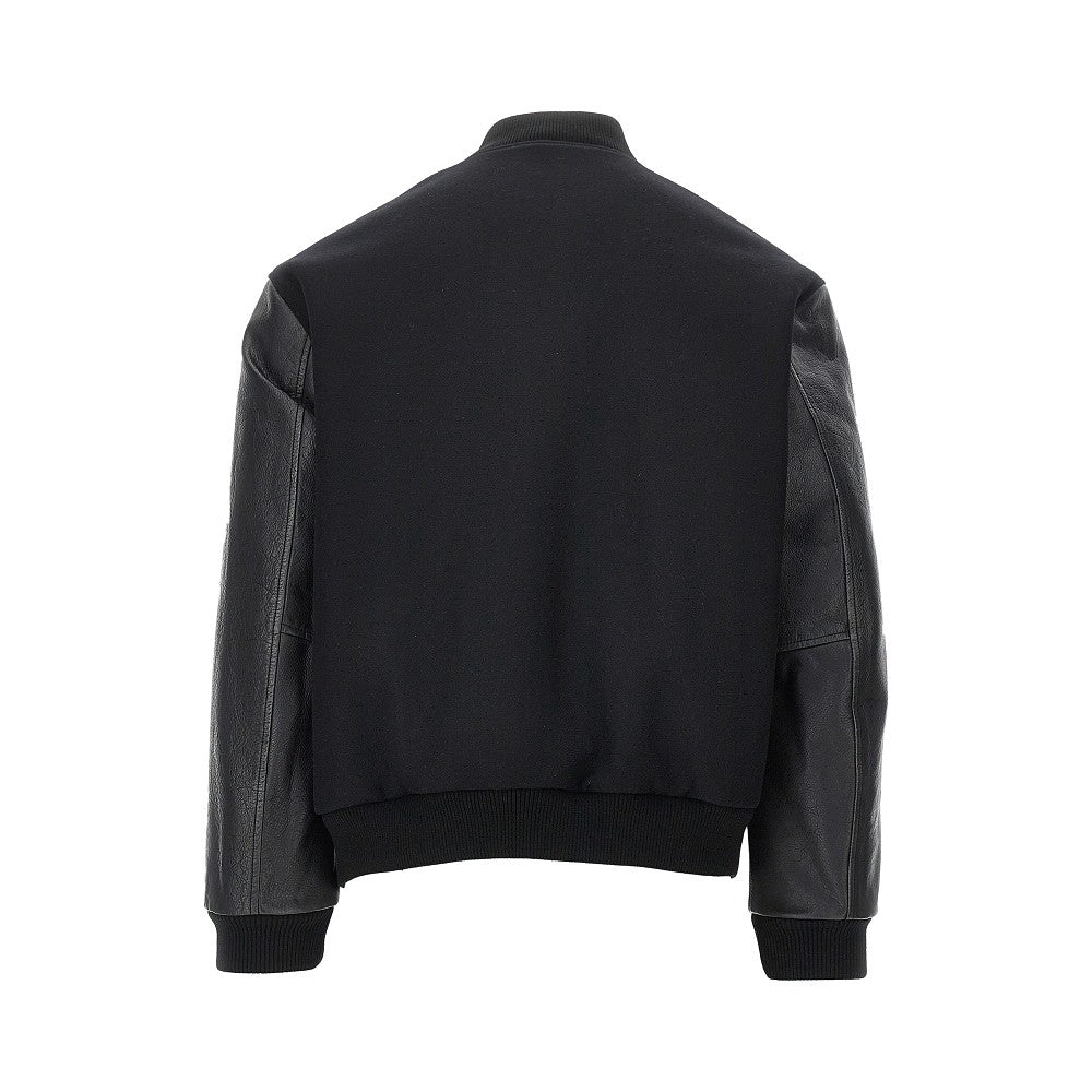Emporio Armani Wool bomber jacket with leather sleeves