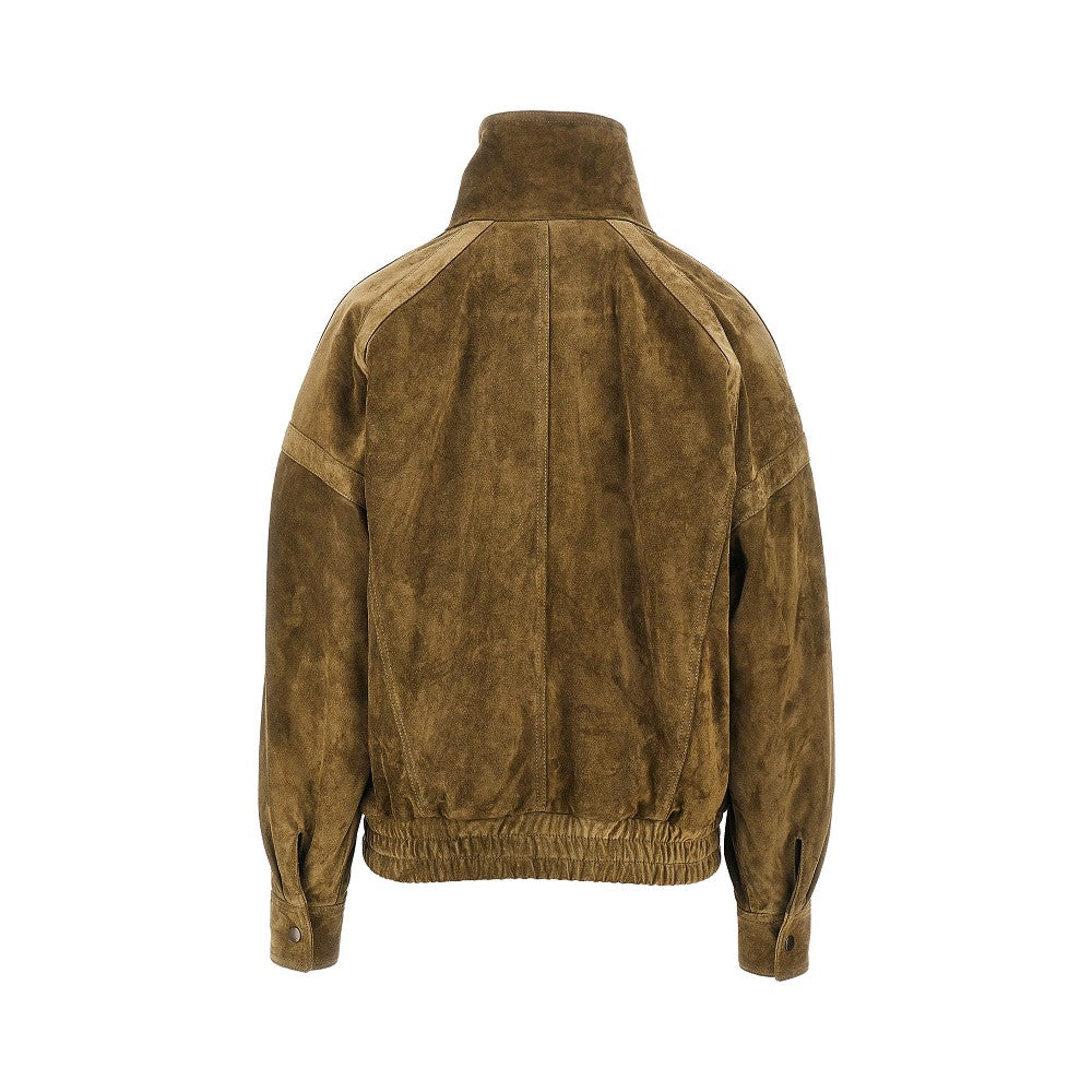 Saint Laurent Oversized suede leather bomber jacket