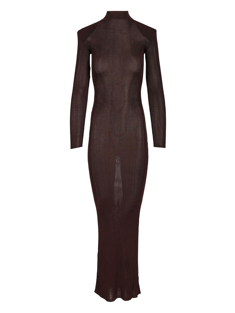 Self-Portrait Long Viscose Knit Dress - Brown