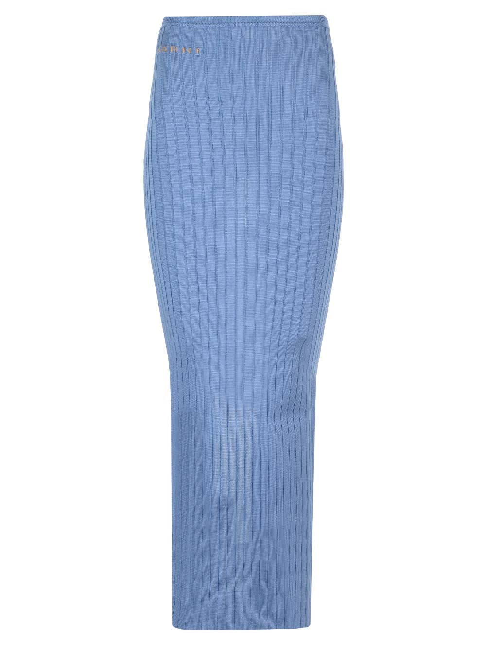 Marni Light Blue Ribbed Long Skirt
