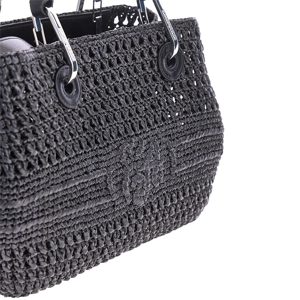 EMPORIO ARMANI Woven raffia small MyEA Bag