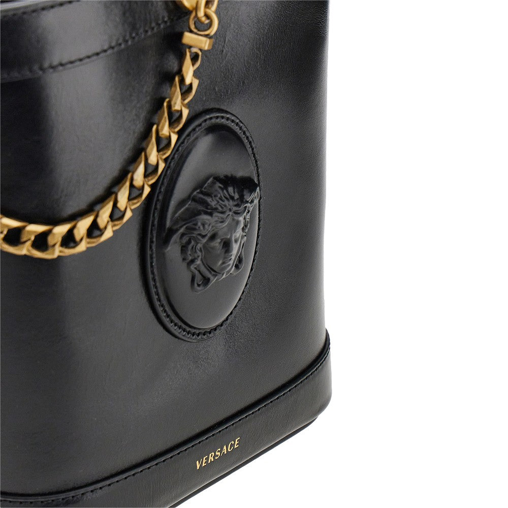 VERSACE Leather bucket bag with Medusa patch