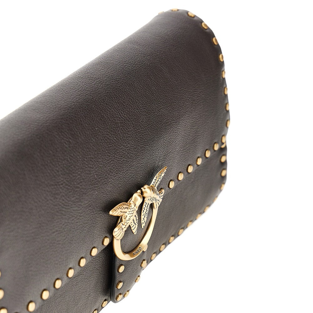 PINKO Love One Slouchy' leather bag with studs