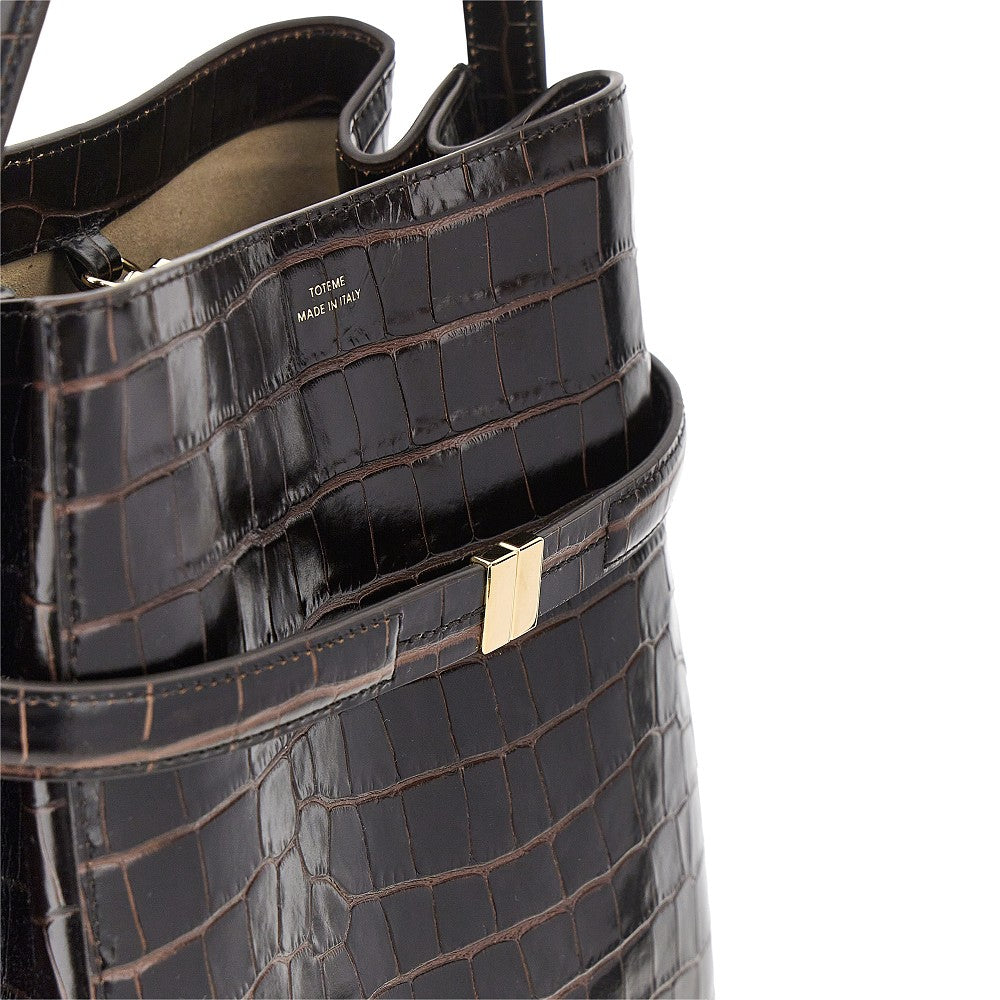TOTEME Croco-embossed leather Belted bucket bag