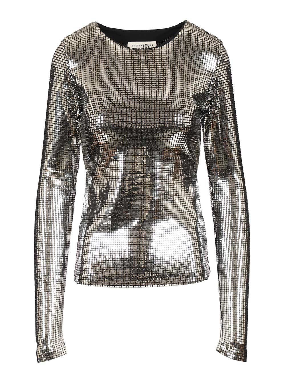 Mm6 Maison Margiela Silver Long Sleeve Sweater