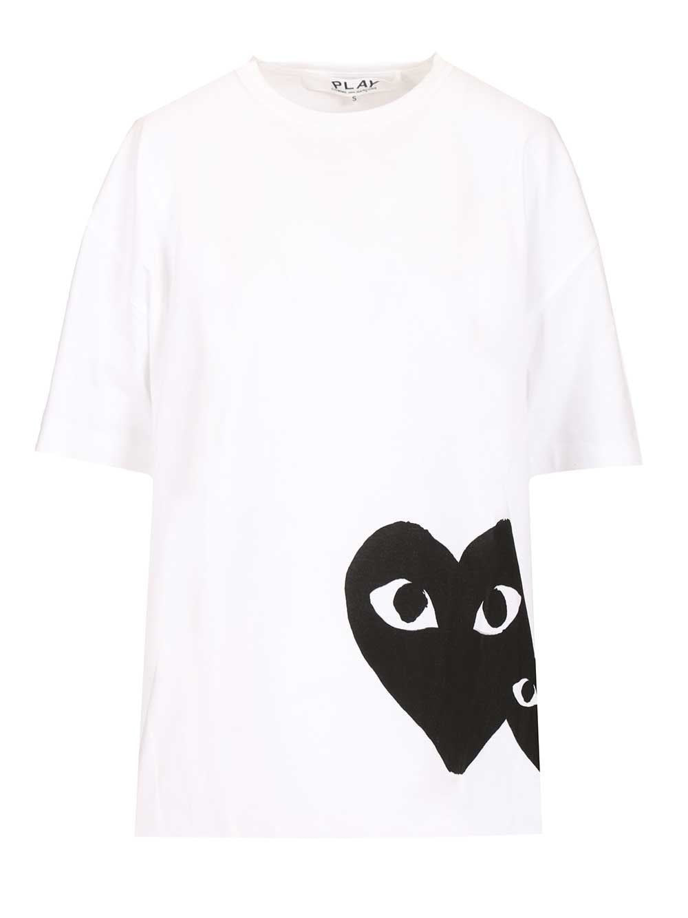 Comme Des Garcons Play Oversized Black Heart T-Shirt - White