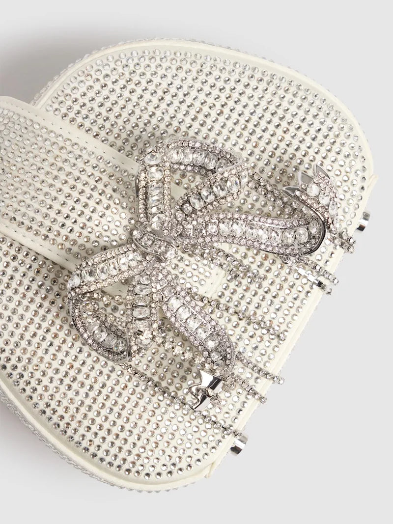 Self Portrait Micro rhinestone satin top handle bag