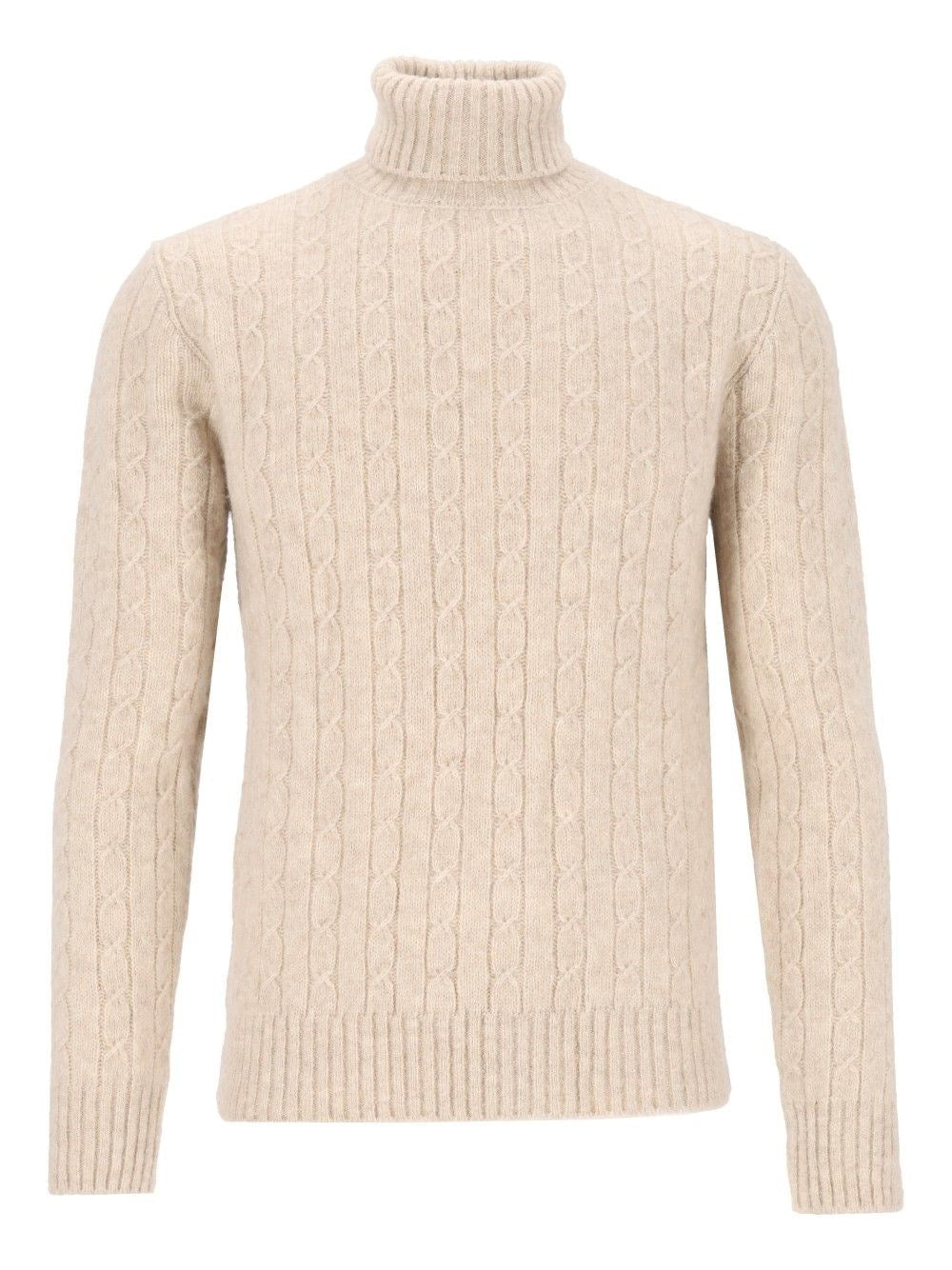 Eleventy Cable Knit Turtleneck Sweater - Beige