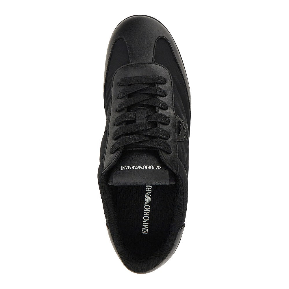 EMPORIO ARMANI Nylon and leather sneakers with Eagle logo