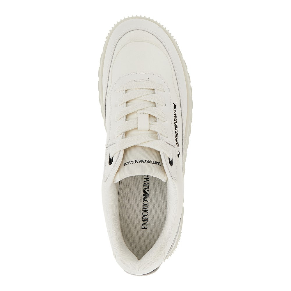 EMPORIO ARMANI Leather sneakers with side logo