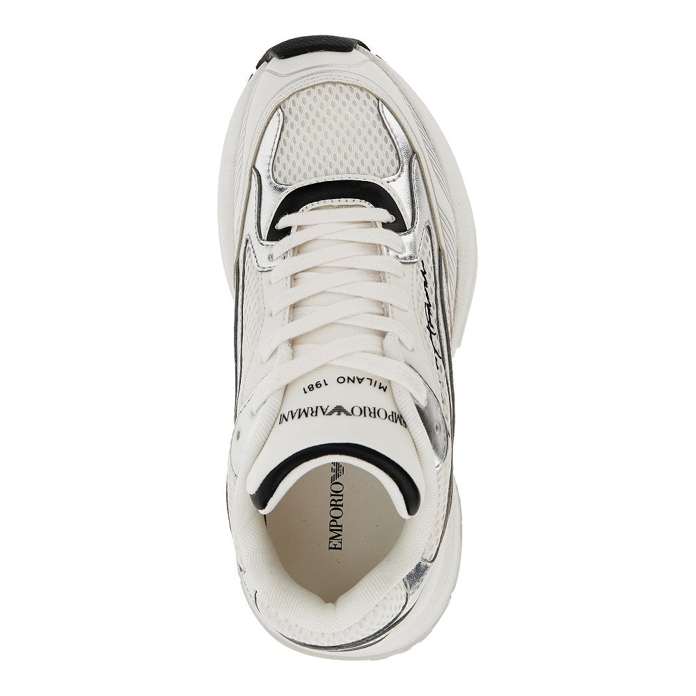 EMPORIO ARMANI Mesh sneakers with leather details