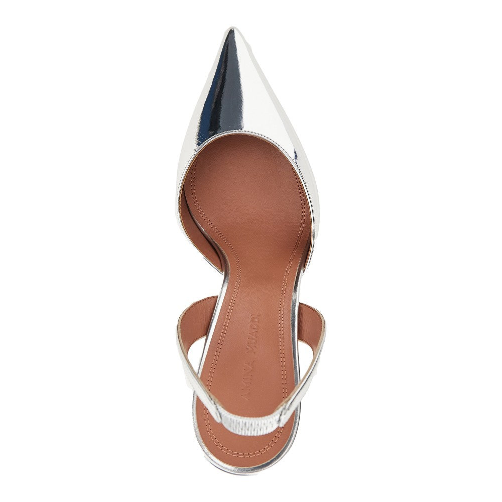 Amina Muaddi 'Holli' metallized leather slingback pumps