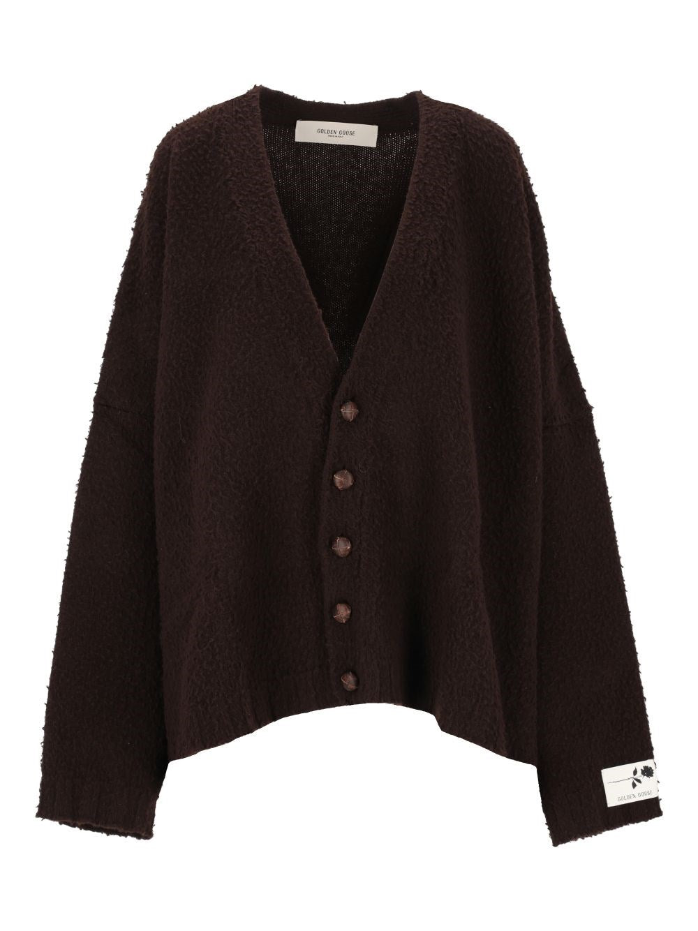 Golden Goose Brown Wool Cardigan With Casentino Effect
