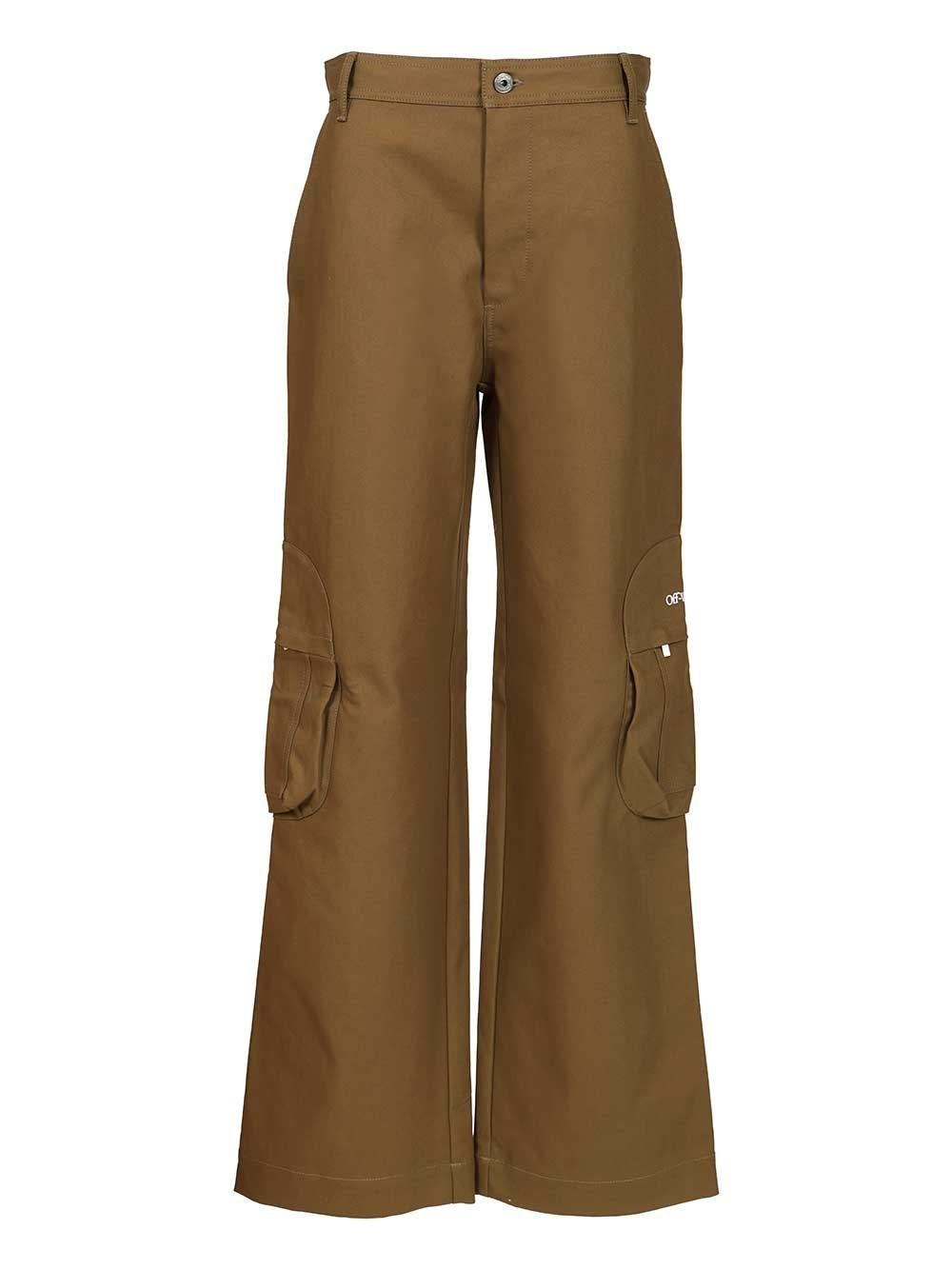 Off-White Bookish Style Cotton Cargo Pants - Brown