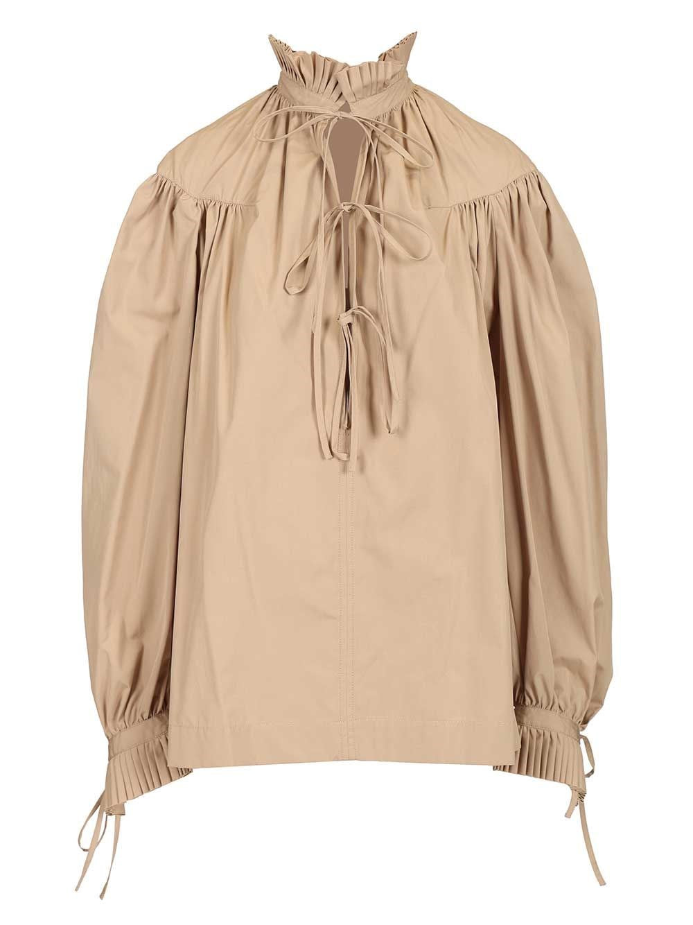 Dries Van Noten Cotton Poplin Blouse With Ruffles - Beige