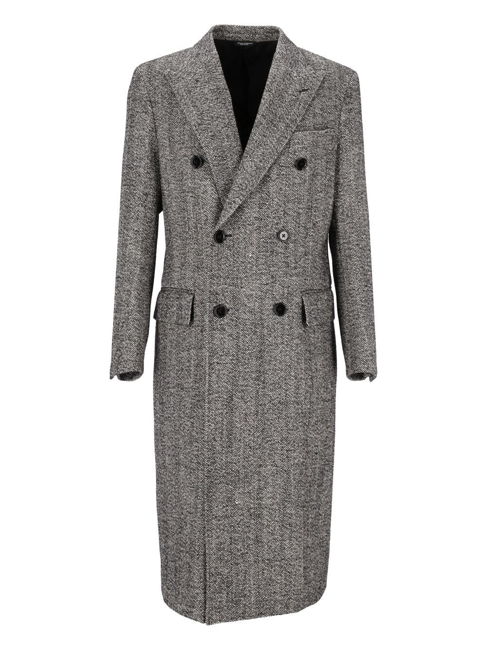 Dolce & Gabbana Double-Breasted Herringbone Coat - Multi
