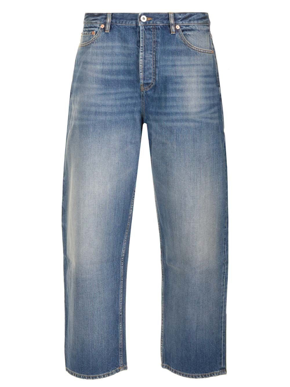 Valentino Garavani Wide Leg Cropped Jeans - Blue